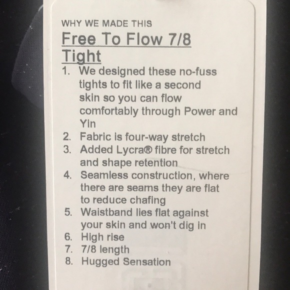 New Lululemon Free to Flow 7/8 Tight *Fleck - Picture 4 of 5
